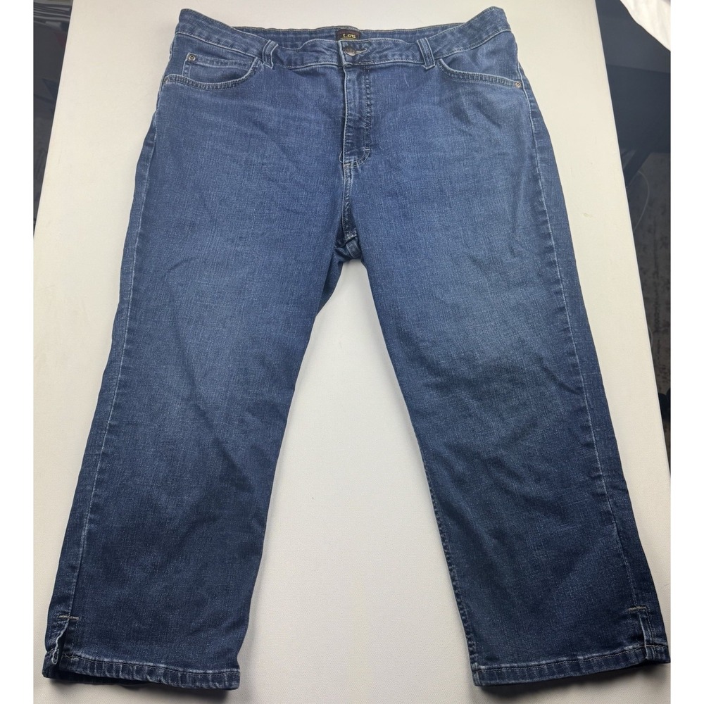 Lee Womens Y2K Capri Jeans Blue Denim Cropped Flare 21" Inseam 38" Waist
